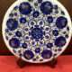 Inlaid Lapis Lazuli Round White Marble Side Table Top India