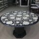 Mop Inlaid Round Black Marble Inlay Coffee & Dining Table