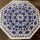 Inlaid Lapis Lazuli White Marble Table Top | Lapis Table Top