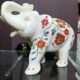 Trunk Up Marble Inlay Elephant Sign of Good Luck