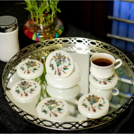 Marble Inlay Coaster Set Tree of life design- Sign of good luck, Happiness our Family