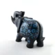 Elegant Black Marble Inlay Elephant Figurine - Handcrafted Art Decor