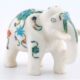 Elegant Wedding Gift White Marble Inlay Elephant Figure Trunk Down- sign of peace or welcome