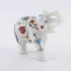 Traditional Indian Marble Inlay Elephant Statue with Floral Motif