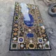 Luxury Handcrafted Black Marble Inlay Pietra Dura Marble Dining Tabletop – Semi-Precious Stone Inlay Design