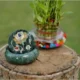 Premium Green Marble Inlay Coaster Set – Handcrafted Floral Design