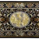 Elegant Black Marble Inlay Tabletop with Floral Design – Handmade Pietra Dura Art