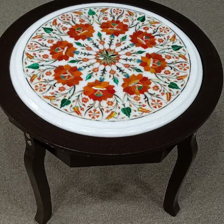 41cm Round Marble Inlay End Table For Small Space lovely piece your Home
