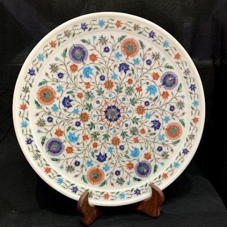 Master Piece White Marble Inlay Plate - The Luxury Piece For Home